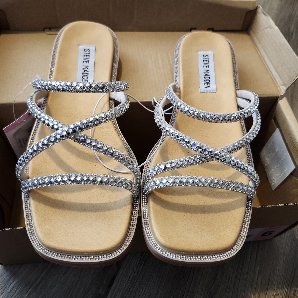Steve Madden Silver Strappy Sandals
